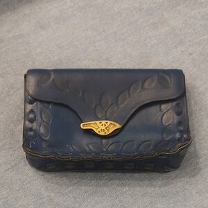 Sami-Amin Blue 🔵 Leather Bird Purse (Pouch)-Brass/Leather Used